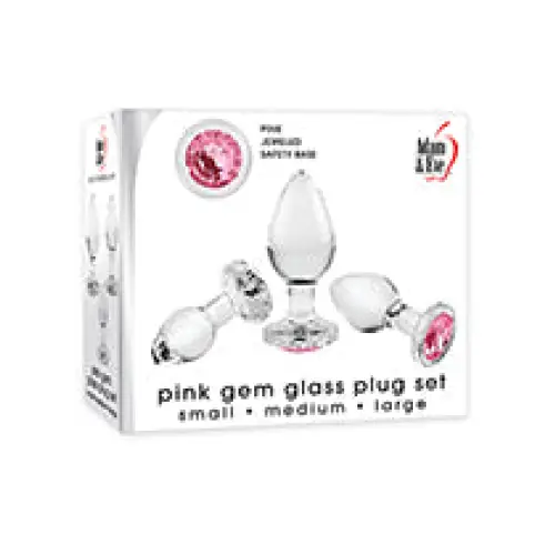 Adam & Eve Pink Gem Glass Plug Set - Anal Products