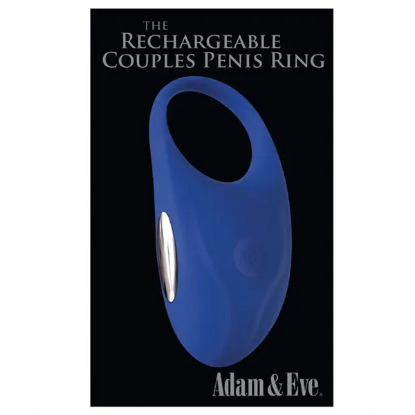 Adam & Eve Rechargeable Couples Penis Ring - Blue - Stimulators
