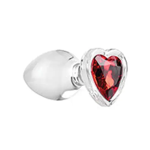 Adam & Eve Red Heart Gem Glass Plug - Large - Anal Products