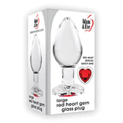 Adam & Eve Red Heart Gem Glass Plug - Large - Anal Products