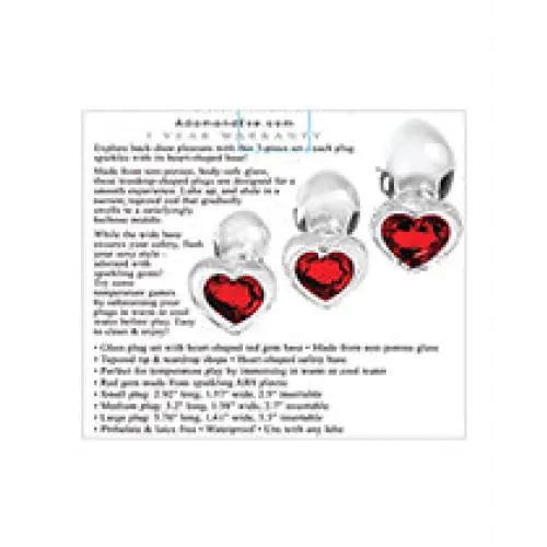Adam & Eve Red Heart Gem Glass Plug Set - Anal Products