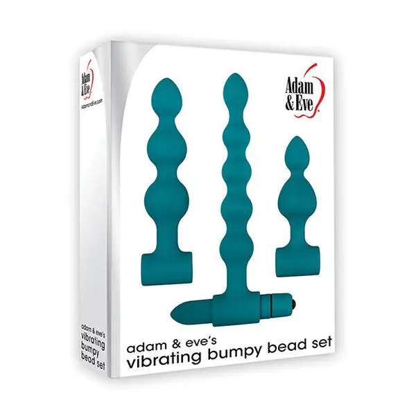 Adam & Eve Vibrating Anal Bumpy Bead Set - Teal - Anal Products