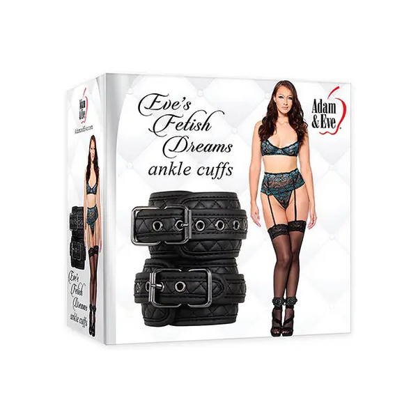 Adam & Eve’s Fetish Dreams Ankle Cuffs - Black - Bondage Blindfolds & Restraints