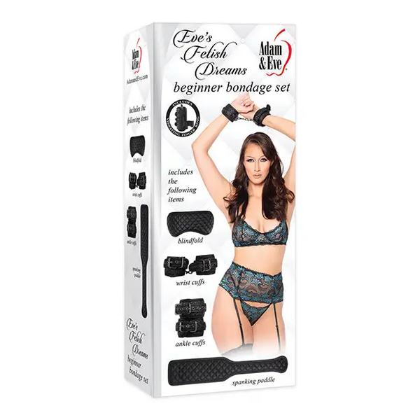Adam & Eve’s Fetish Dreams Beginner Bondage Set - Black - Bondage Blindfolds & Restraints