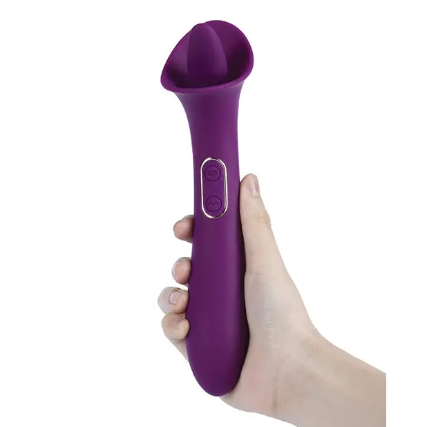 Adele Clit Licking Tongue Vibrator w/ G Spot Stimulator - Purple - Stimulators