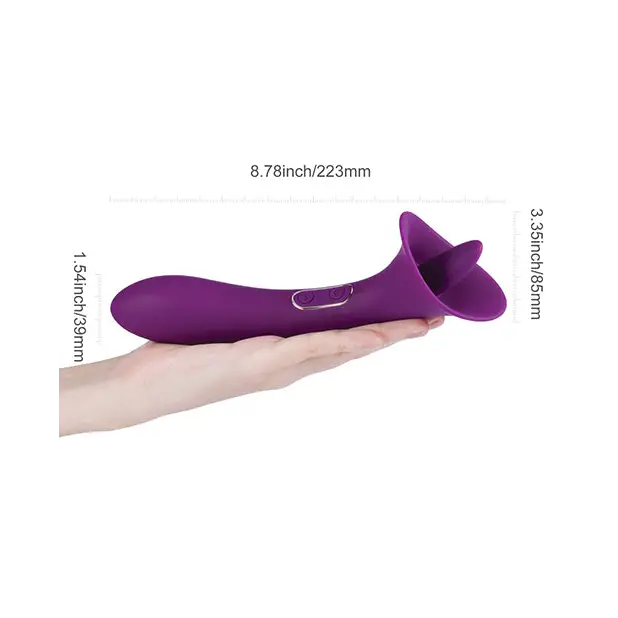 Adele Clit Licking Tongue Vibrator w/ G Spot Stimulator - Purple - Stimulators