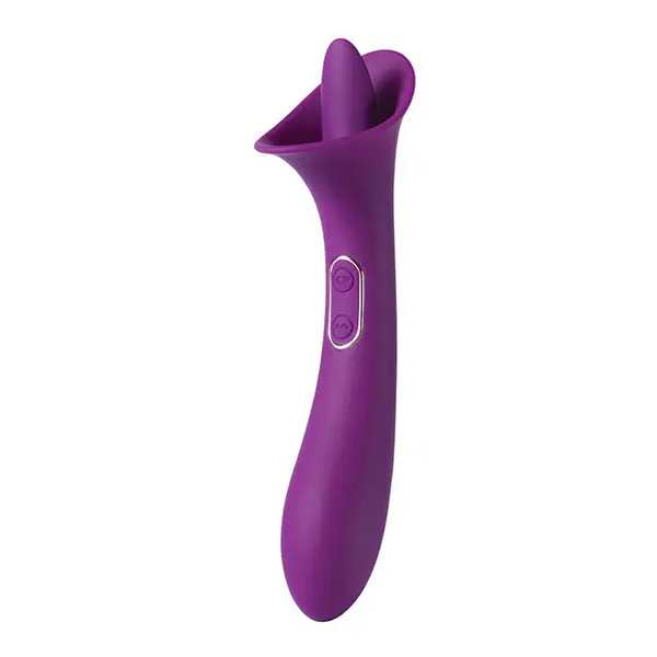 Adele Clit Licking Tongue Vibrator w/ G Spot Stimulator - Purple - Stimulators