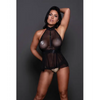 Adore Be My Baby Sheer Mesh Harness Babydoll & Open Panty Black O/S - Lingerie - Packaged