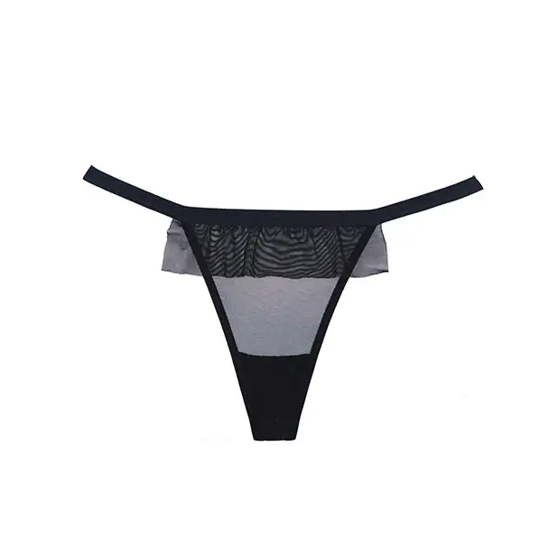 Adore Black Tie Mesh Front w/Flounce Open Bow Back Panty Black O/S - Lingerie - Packaged