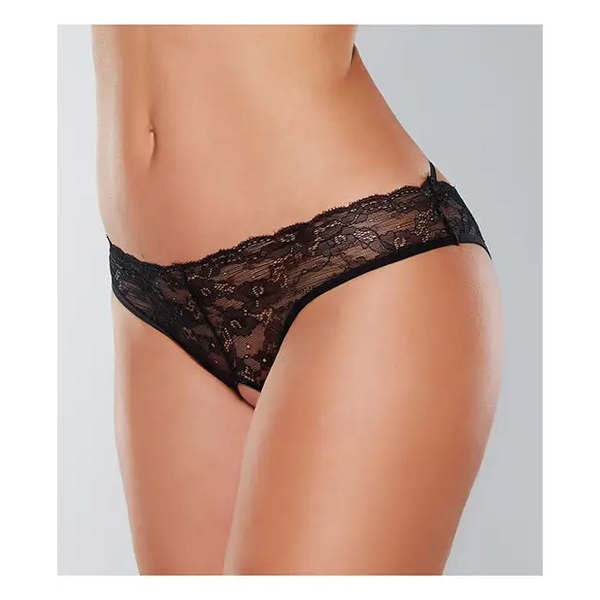 Adore Crush Lace Open Panty Black O/S - Lingerie - Packaged