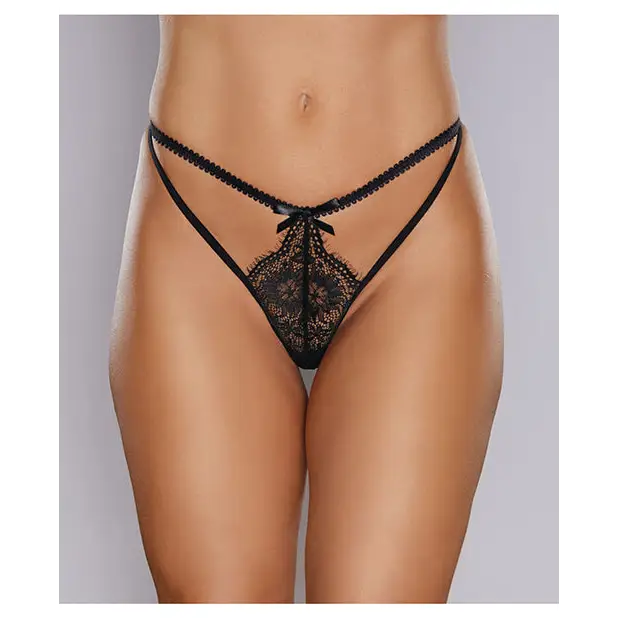 Adore Dreaming Lace Thong Black O/S