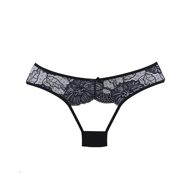 Adore Kiss Mesh & Lace Open Panty Black O/S - Lingerie - Packaged