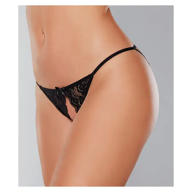 Adore Luv Web Strappy Open Front Panty Black O/S - Lingerie - Packaged