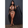 Adore Mademoiselle Moi Harness Teddy Dress w/Attached Open Panty Black O/S - Lingerie - Packaged