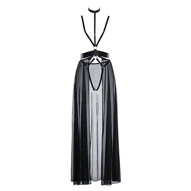 Adore Mademoiselle Moi Harness Teddy Dress w/Attached Open Panty Black O/S - Lingerie - Packaged
