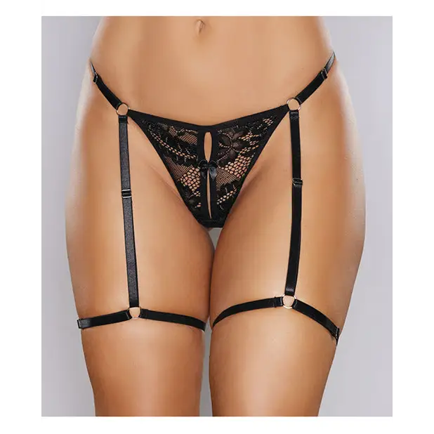 Adore Say it with Garters Lace Thong Black O/S