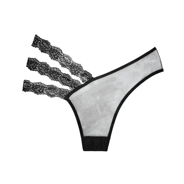 Adore Sheer & Lace Wild Orchid Panty Black O/S - Lingerie - Packaged