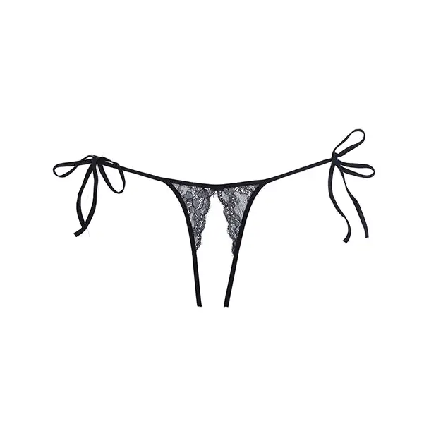 Adore Sugar Tie Side Open Lace Panty Black O/S - Lingerie - Packaged