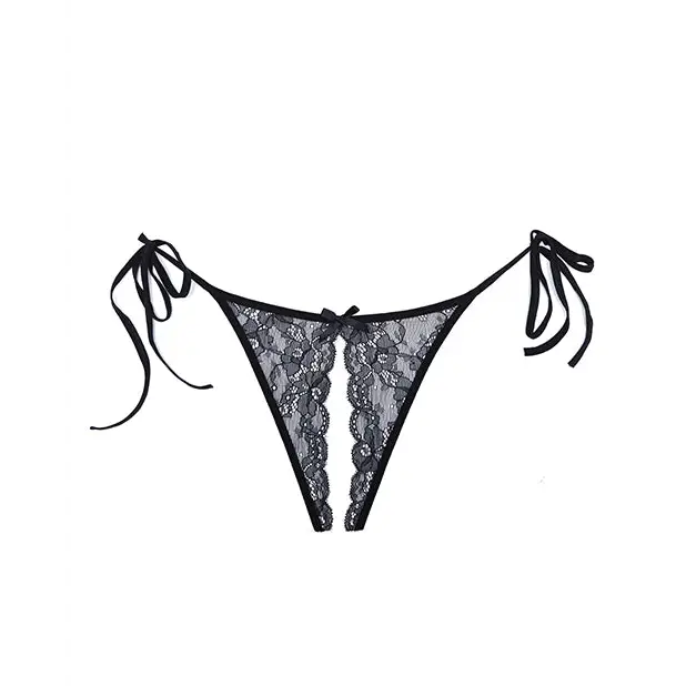 Adore Sugar Tie Side Open Lace Panty Black O/S - Lingerie - Packaged