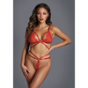 Adore the Flame Strappy Lace Bra & Thong Red O/S - Lingerie - Packaged