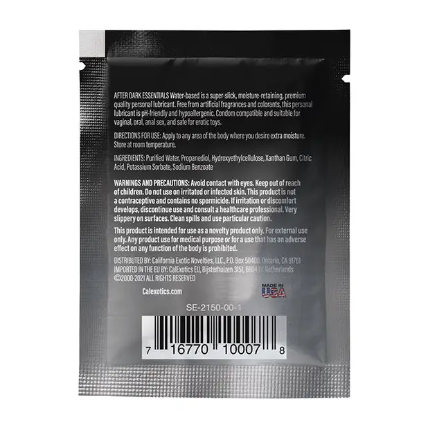 After Dark Essentials Water Based Personal Lubricant Sachet -.08 oz - Lubricants