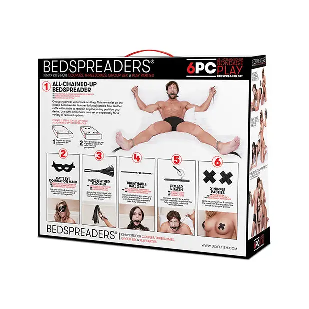 All Chained Up Bondage Play 6 pc Bedspreader Set - Bondage Blindfolds & Restraints