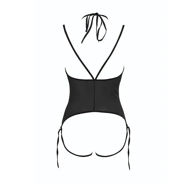Allure Angelina Sheer Mesh Under Bust Teddy Black L/XL - Lingerie - Packaged