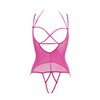 Allure Angelina Sheer Mesh Under Bust Teddy Hot Pink L/XL - Lingerie - Packaged