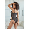Allure Belle Lace & Mesh Tie Up Romper Black S/M - Lingerie - Hanging