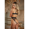 Allure Cup Less Open Back Lace Teddy Black O/S - Lingerie - Packaged