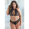 Allure Elise Halter Neck Top & Open Back Panty Black 1X/2X - Lingerie - Plus/Queen - Hanging