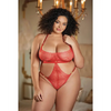Allure Halter Ouverte Lace Teddy Black QN - Lingerie - Plus/Queen - Packaged