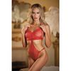 Allure Halter Ouverte Lace Teddy Red O/S - Lingerie - Packaged