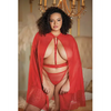 Allure Lace & Mesh Cape w/Attached Waist Belt (G-String NOT included) Red QN - Lingerie - Plus/Queen - Packaged