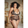 Allure Lace Peek a Boo Chemise & Ouverte G-String Black QN - Lingerie - Plus/Queen - Packaged