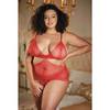 Allure Lace Peek a Boo Chemise & Ouverte G-String Red QN - Lingerie - Plus/Queen - Packaged