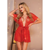 Allure Leah Lace & Mesh Open Side Cover Up Red O/S - Lingerie - Hanging