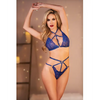 Allure Margot Lace Bralette & Crotchless Panty Blue O/S - Lingerie - Packaged