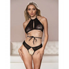 Allure Marley Mesh Peek A Boo Top & Open Panty Black L/XL - Lingerie - Packaged