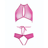 Allure Marley Mesh Peek A Boo Top & Open Panty Hot Pink S/M - Lingerie - Packaged