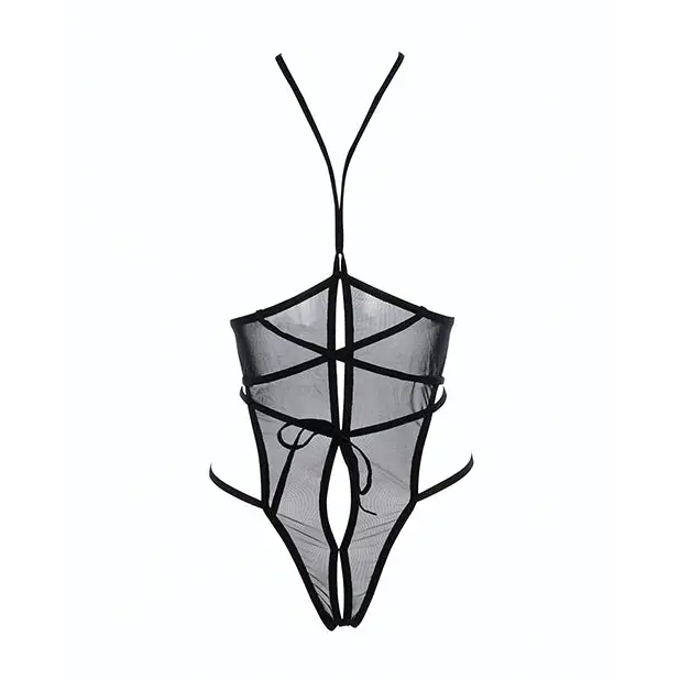 Allure Nicola Open Cup Mesh Teddy Black S/M - Lingerie - Packaged