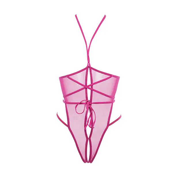 Allure Nicola Open Cup Mesh Teddy Hot Pink L/XL - Lingerie - Packaged