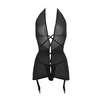 Allure Savannah Sheer Mesh Garter Dress & Open Thong Black L/XL - Lingerie - Packaged
