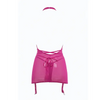 Allure Savannah Sheer Mesh Garter Dress & Open Thong Hot Pink S/M - Lingerie - Packaged