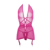 Allure Savannah Sheer Mesh Garter Dress & Open Thong Hot Pink S/M - Lingerie - Packaged