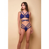 Along the Lines Strappy Bra & Cheeky Low Rise Panty Navy SM - Lingerie - Hanging