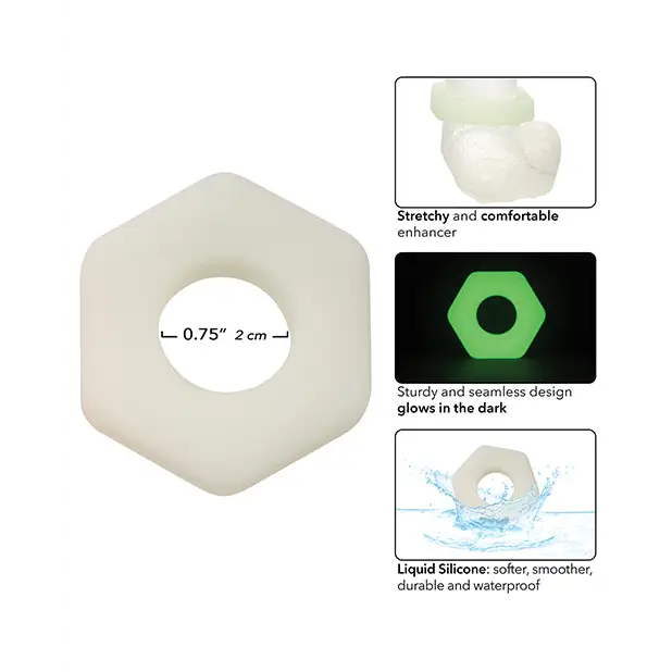 Alpha Liquid Silicone Glow in the Dark Prolong Sexagon Ring - Penis Enhancement