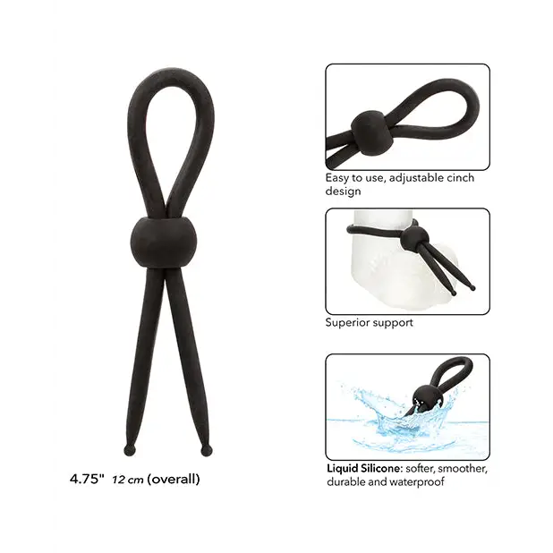 Alpha Liquid Silicone Lasso Cock Ring - Black - Penis Enhancement