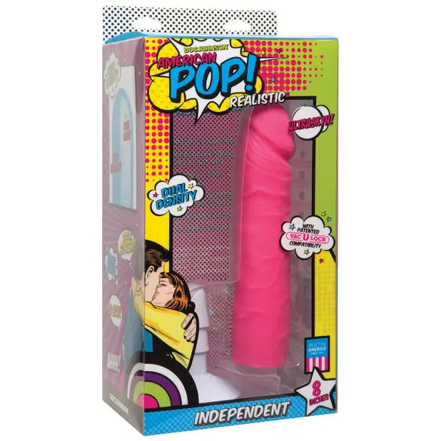 American Pop Independent Ultraskyn 8’’ Dildo w/Suction Cup - Pink - Dongs & Dildos