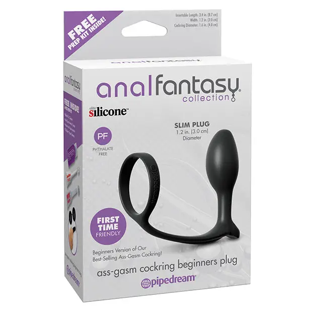 Anal Fantasy Ass-Gasm Cockring Beginners Plug - Black - Anal Products